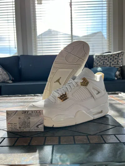 Pre-owned Jordan 4 Retro "metallic Gold" Womens 7w-10w Brand In Sail/metallic Gold/black