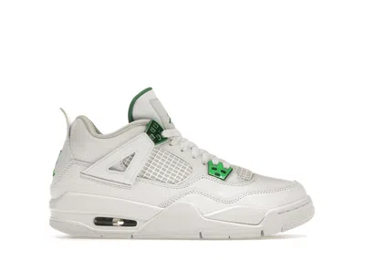 Pre-owned Jordan 4 Retro Metallic Green Sneakers In White/metallic Silver/pine Green