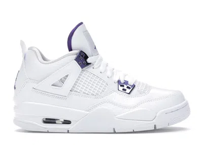 Pre-owned Jordan 4 Retro Metallic Purple Sneakers In White/court Purple/metallic Silver