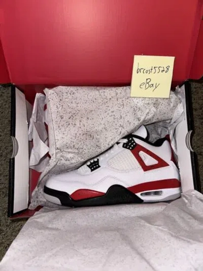 Pre-owned Jordan 4 Retro Mid Red Cement Size 10.5m Brand Dh6927-161 In White