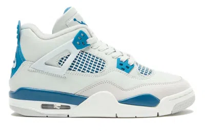 Pre-owned Jordan 4 Retro Military Blue (2024) (gs) In Off-white/military Blue/neutral Grey