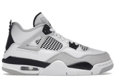 Pre-owned Jordan 4 Retro Military Sneakers In White/black/neutral Grey