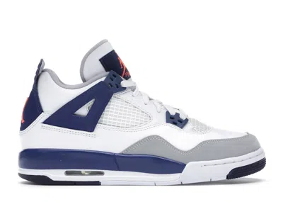 Pre-owned Jordan 4 Retro Sneakers In White/deep Royal Blue/wolf Grey
