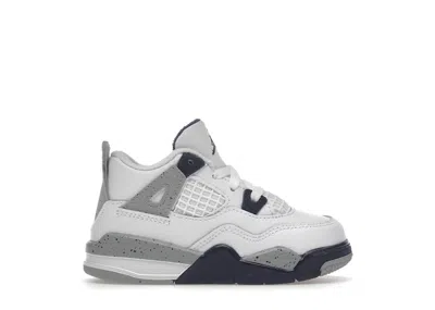 Pre-owned Jordan 4 Retro Sneakers In White/midnight Navy Blue/light Smoke Grey In Multi