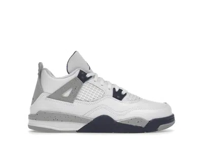 Pre-owned Jordan 4 Retro Sneakers In White/midnight Navy Blue/light Smoke Grey