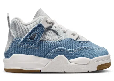 Pre-owned Jordan 4 Retro Tex Denim Sneakers In Sail/gum Light Brown/worn Blue