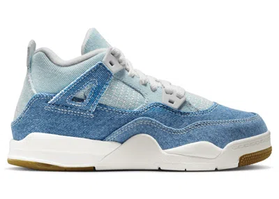 Pre-owned Jordan 4 Retro Tex Denim Sneakers In Sail/gum Light Brown/worn Blue