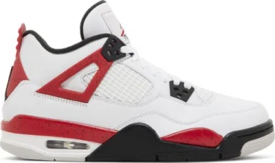 Pre-owned Jordan [408452-161] Grade School Air  Retro 4 'red Cement (gs)' In White/fire Red/black/neutral Grey