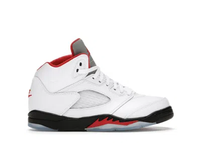 Pre-owned Jordan 5 Retro Fire Red Silver Tongue (2020) Sneakers In White/black/metallic Silver