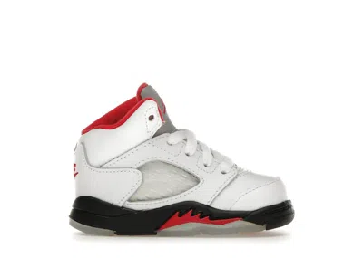 Pre-owned Jordan 5 Retro Fire Red Silver Tongue (2020) Sneakers In White/black/metallic Silver In Multi