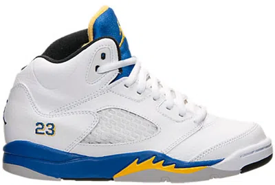 Pre-owned Jordan 5 Retro Laney 2013 Sneakers In White/varsity Maize/varsity Royal