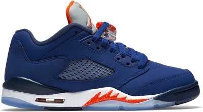 Pre-owned Jordan 5 Retro Low Knicks Sneakers In Deep Royal Blue/team Orange/midnight Navy In Multi