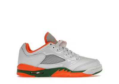 Pre-owned Jordan 5 Retro Low Miami Hurricanes Sneakers In Football Grey/brilliant Orange/pine Green In Multi