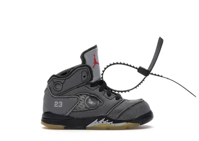 Pre-owned Jordan 5 Retro Offwhite Sneakers In Black/muslin/fire Red In Multi