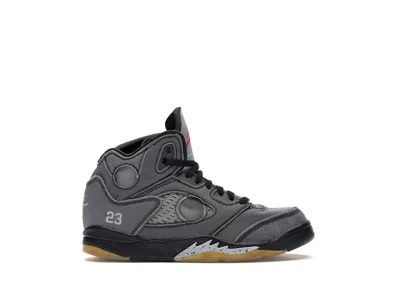 Pre-owned Jordan 5 Retro Offwhite Sneakers In Black/muslin/fire Red