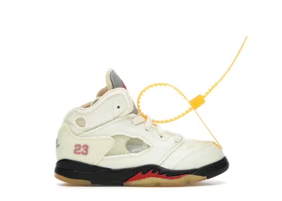 Pre-owned Jordan 5 Retro Offwhite Sneakers In Sail/fire Red/muslin