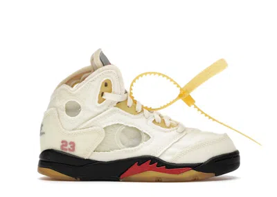 Pre-owned Jordan 5 Retro Offwhite Sneakers In Sail/fire Red/muslin