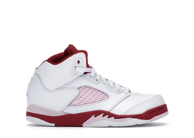 Pre-owned Jordan 5 Retro Pink Red Sneakers In White/pink Foam/gym Red