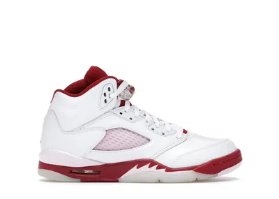 Pre-owned Jordan 5 Retro Pink Red Sneakers In White/pink Foam/gym Red