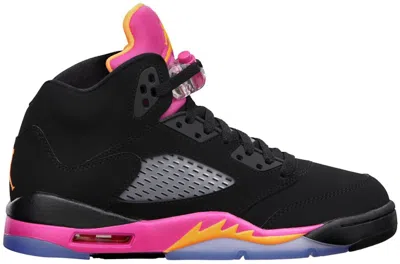 Pre-owned Jordan 5 Retro Pink Sneakers In Black/bright Citrus/fusion Pink In Multi