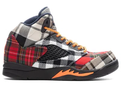 Pre-owned Jordan 5 Retro Plaid Sneakers In Black/total Orange/dark Obsidian