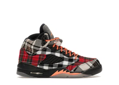 Pre-owned Jordan 5 Retro Plaid Sneakers In Black/total Orange/dark Obsidian