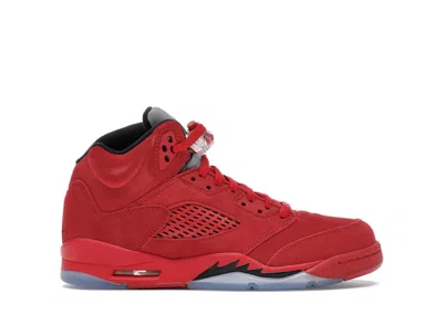 Pre-owned Jordan 5 Retro Red Suede Sneakers In University Red/black