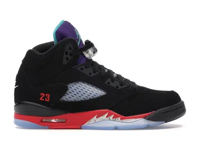 Pre-owned Jordan 5 Retro Top 3 Sneakers In Black/fire Red/grape Ice In Multi