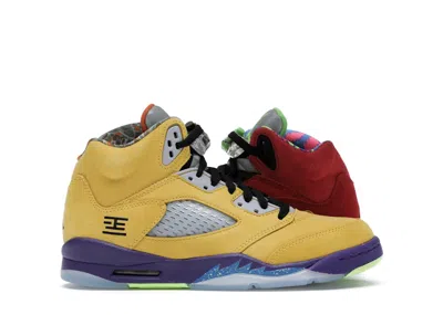 Pre-owned Jordan 5 Retro What The Sneakers In Varsity Maize/court Purple/ghost Green
