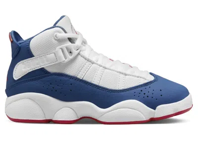 Pre-owned Jordan 6 Rings True Blue Sneakers In White/university Red/light Steel Grey