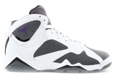 Pre-owned Jordan 7 Retro Flint Sneakers In White/varsity Purple/flint Grey In Multi