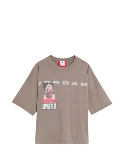 Jordan Above Graphic-print Oversized T-shirt In Gray