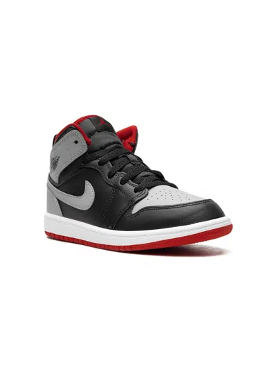 Jordan Kids' Air 1 Mid "black/grey/red" Sneakers