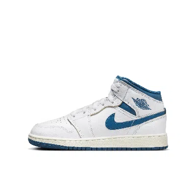 Jordan Air  1 Mid Se Big Kids' Shoes In White/blue