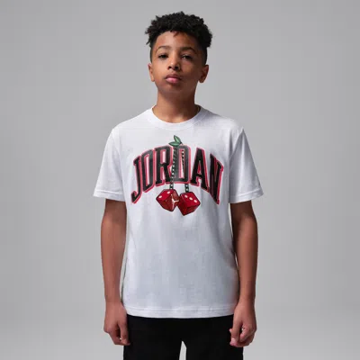 Jordan Air  13 Big Kids' Cherry Dice T-shirt In White