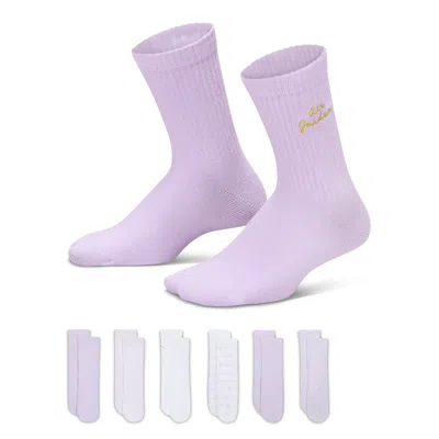 Jordan Air  Big Kids' Micro Crew Socks (6 Pairs) In Purple