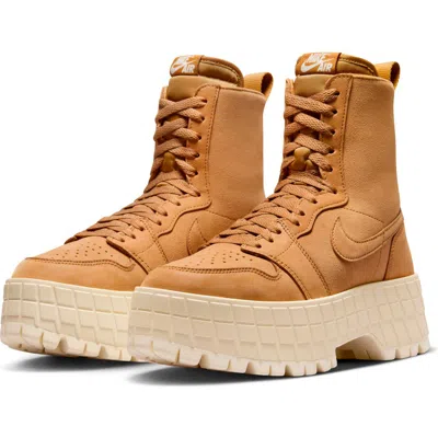 Jordan Air  1 Brooklyn Platform Sneaker In Wheat/muslin/wheat