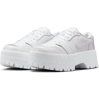 Jordan Air  1 Brooklyn Platform Sneaker In White/metallic Silver