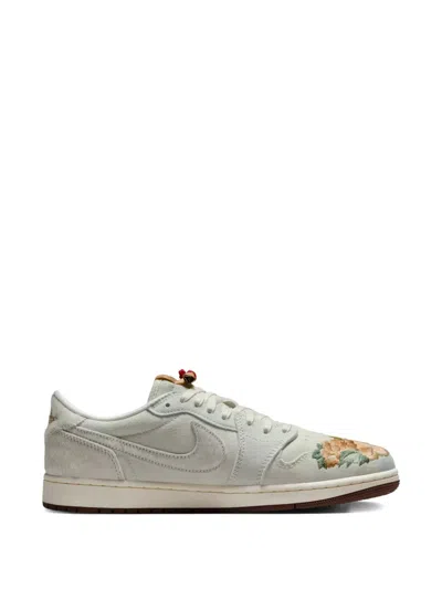 Jordan Air  1 Floral-embroidered Low Sneakers In White