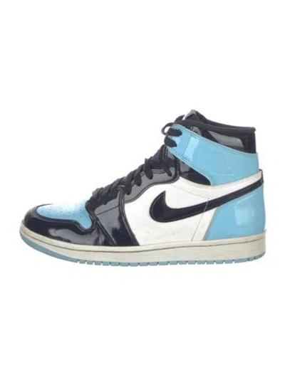 Pre-owned Jordan Air  1 High Og Blue Chill Unc Patent Leather Athletic Sneakers