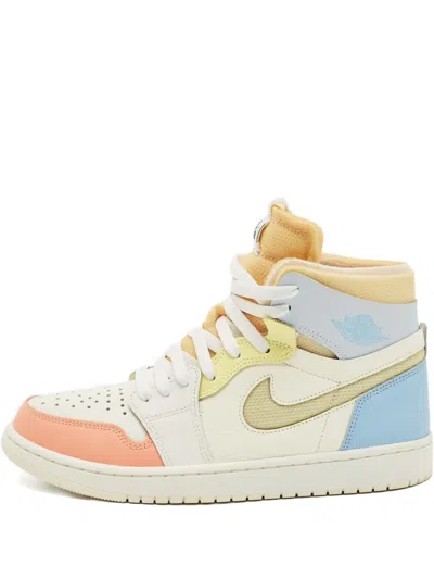 Pre-owned Jordan Air  1 High Zoom Air Leather Sneakers In Neutral