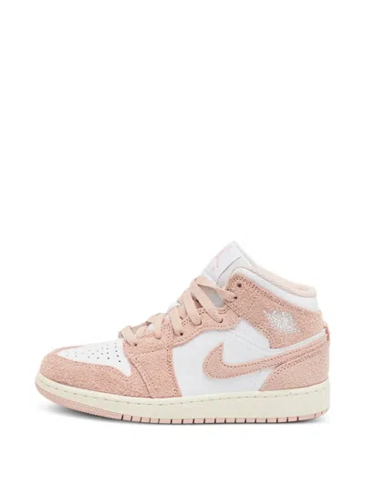 Pre-owned Jordan Air  1 Lace-up Leather Sneakers In Pink