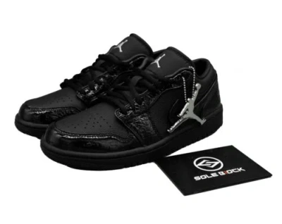 Pre-owned Jordan Air  1 Low “black Croc” Woman Black Hj7743-010