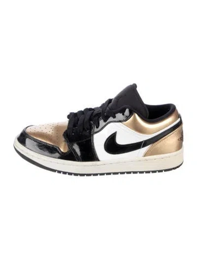 Pre-owned Jordan Air  1 Low "gold Toe" Athletic Sneakers In Black/gold