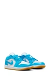Jordan Air  1 Low Sneaker In White/dark Powder Blue/brown