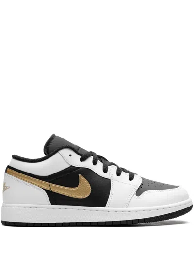 Jordan Kids' Air  1 Low "white" Sneakers In White/black/gold