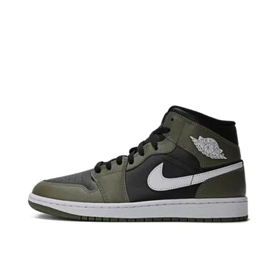 Jordan Air  1 Mid 实战训练 男子篮球鞋 In Black/olive/white
