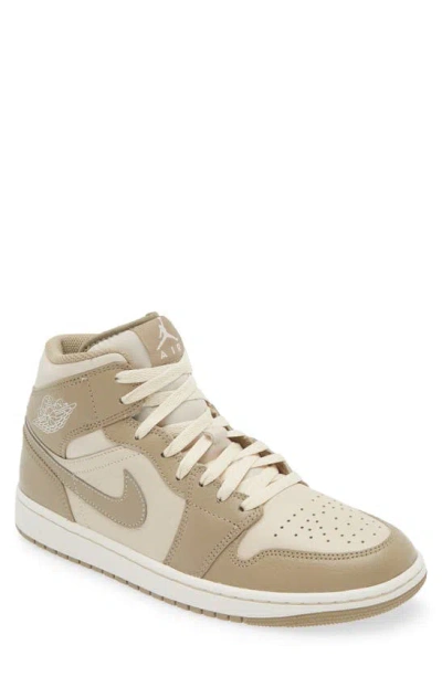 Jordan Air  1 Mid Basketball Sneaker In Legend Brown/ Khaki/ Phantom