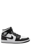 Jordan Air  1 Mid Basketball Sneaker In White/black/white