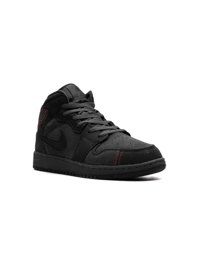 Jordan Kids' Air  1 Mid "black Suede" Sneakers